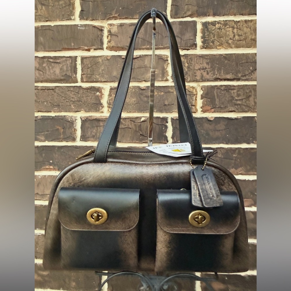 Coach twin turnlock loved leather NWT